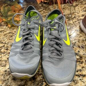 Nike Gray with Neon Yellow Athletic Shoes